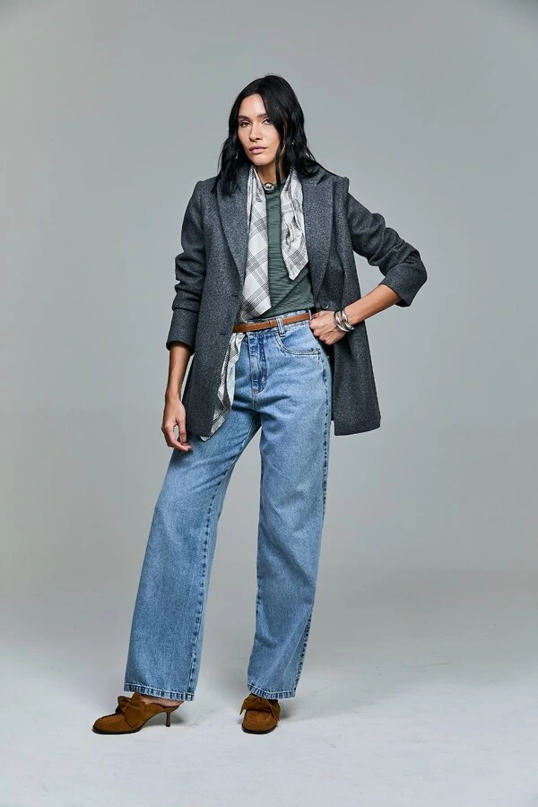 Calça Jeans Wide Leg Light Blue