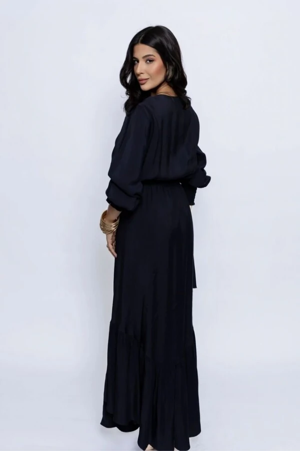 Vestido Decote Transpassado Detalhe Maria