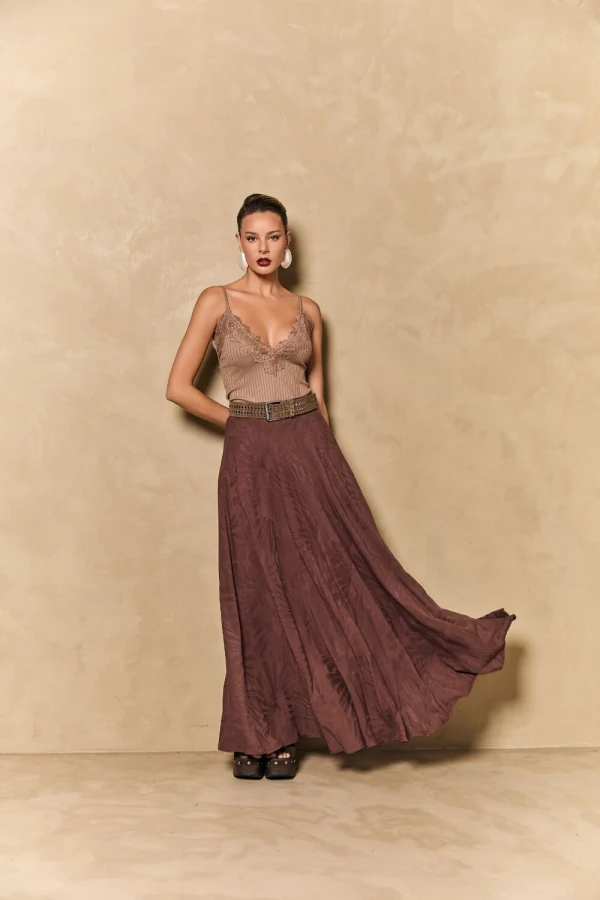 Regata Malha Canelada Decote C/ Renda