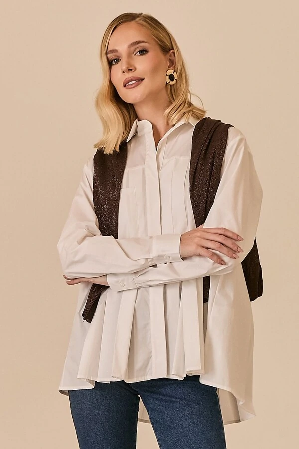 Camisa Tricoline Com Pregas