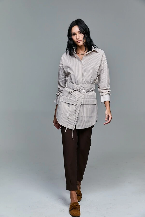 Camisa De Tricoline Com Saia Avulsa Sobreposta