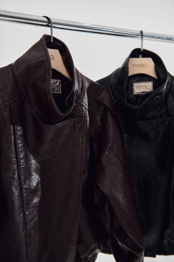Jaqueta Oversized Biker Em Couro Sintético