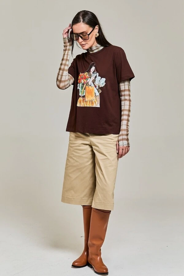 T-shirt Algodão Estampa Andrea Flores