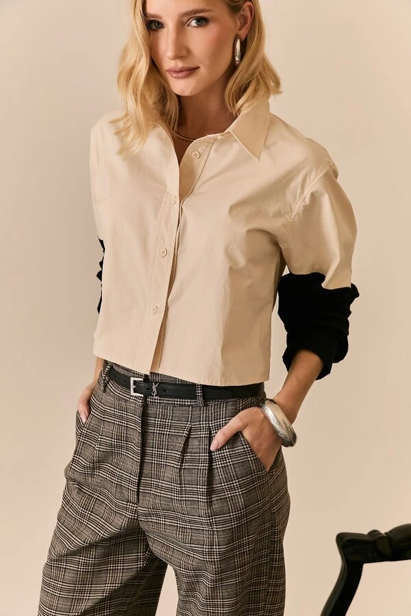 Camisa Bicolor Com Recortes