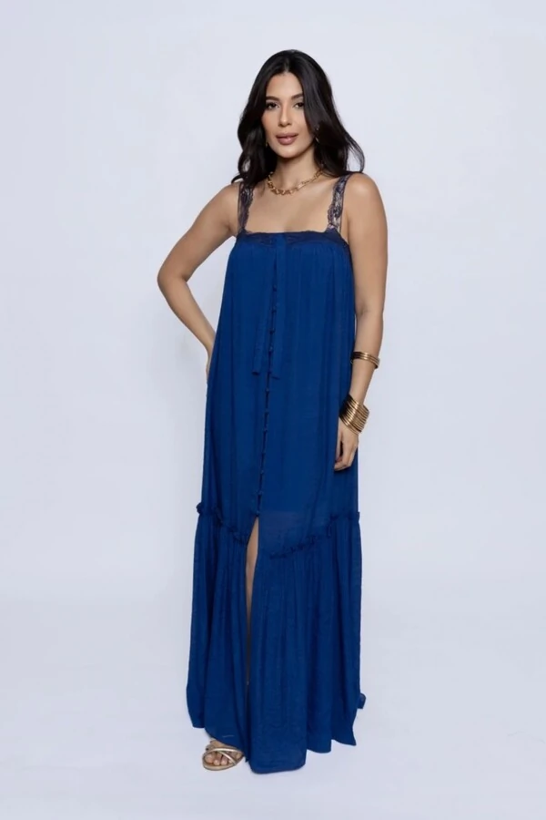 Vestido Longo Alças em Renda