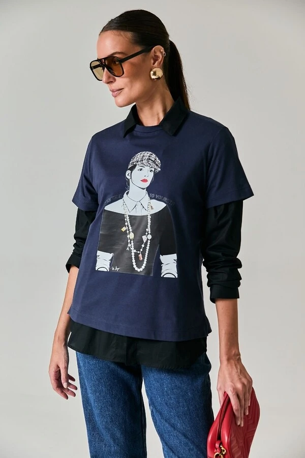 T-shirt Algodão Estampa Andrea Boina