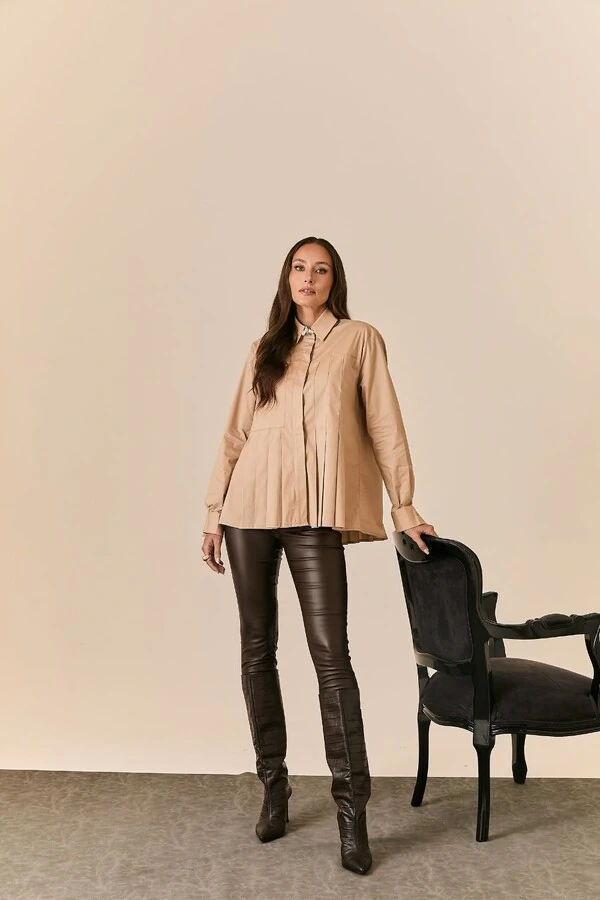 Camisa Tricoline Com Pregas