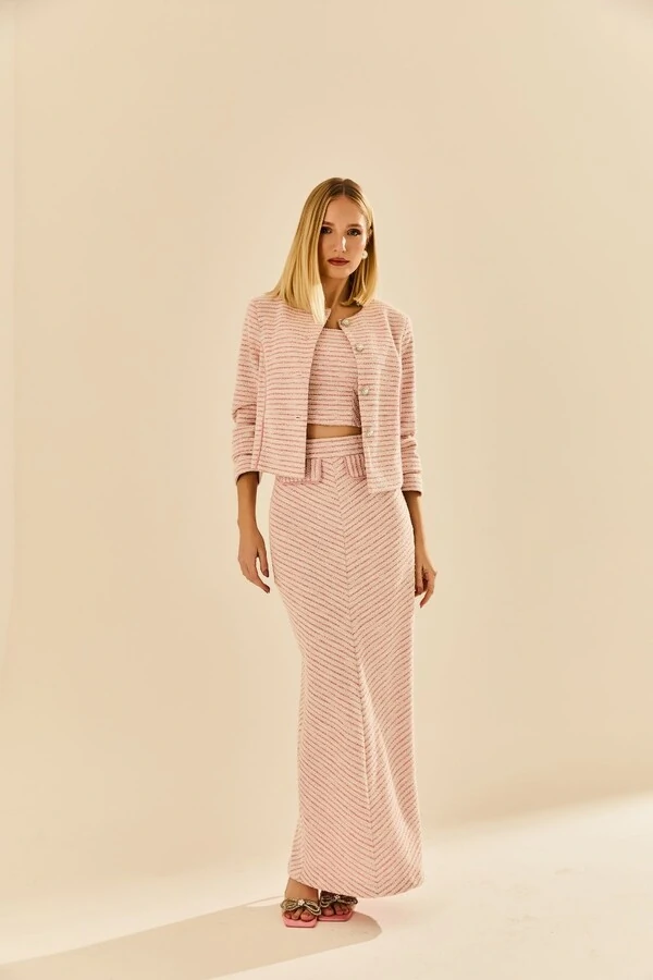 Saia Longa Malha Tweed