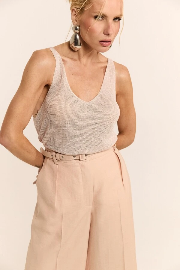 Regata Decote em V em Tricot Timeless