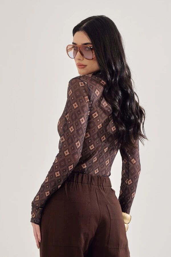 Segunda Pele em Tule Estampado