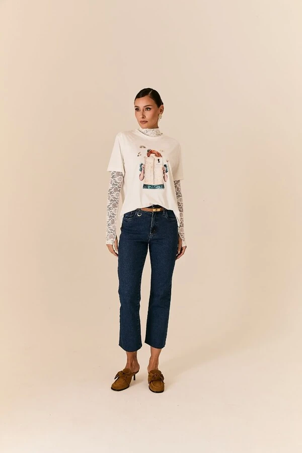 Calça Jeans Cropped