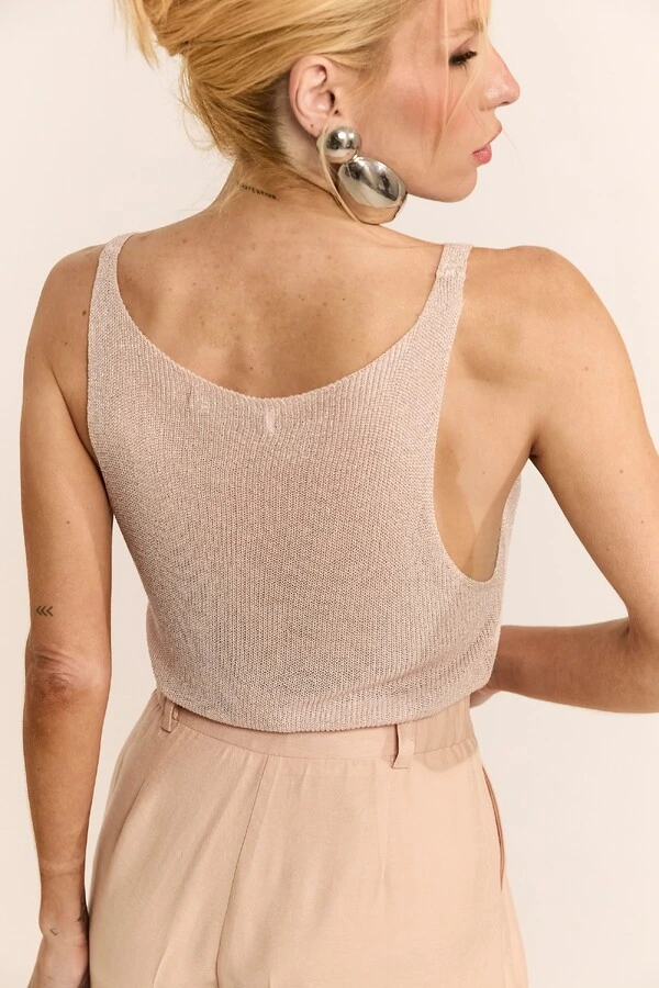 Regata Decote em V em Tricot Timeless