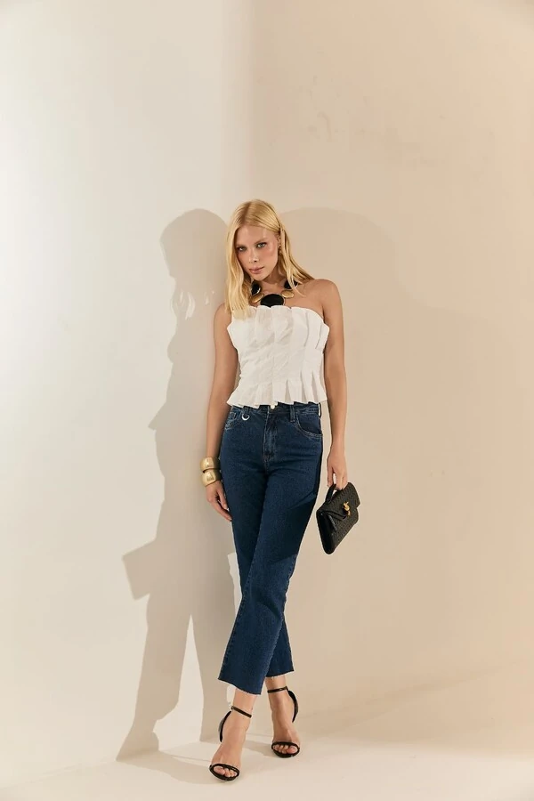 Calça Jeans Cropped