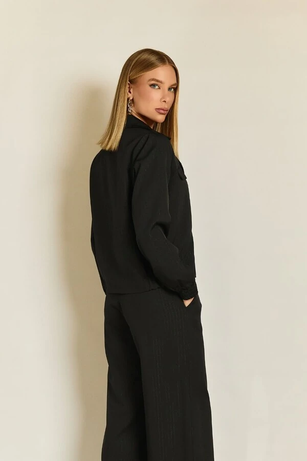 Jaqueta Bomber Risca Lurex