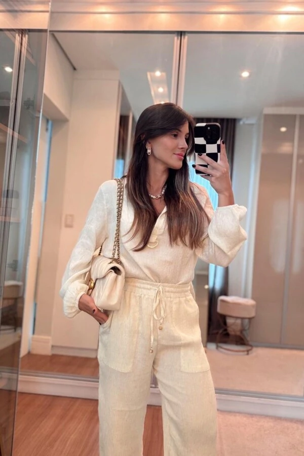 Camisa Over Linho Canele