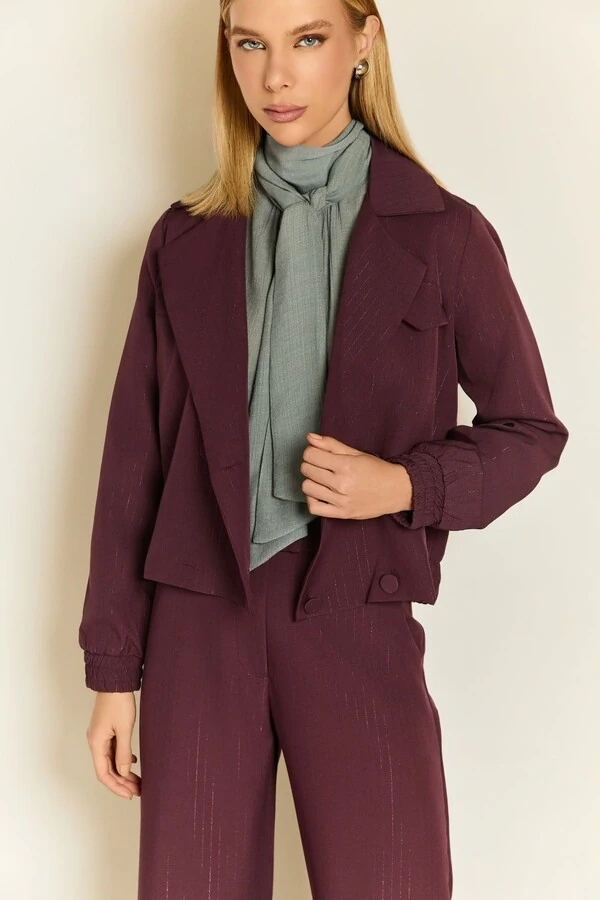 Jaqueta Bomber Risca Lurex