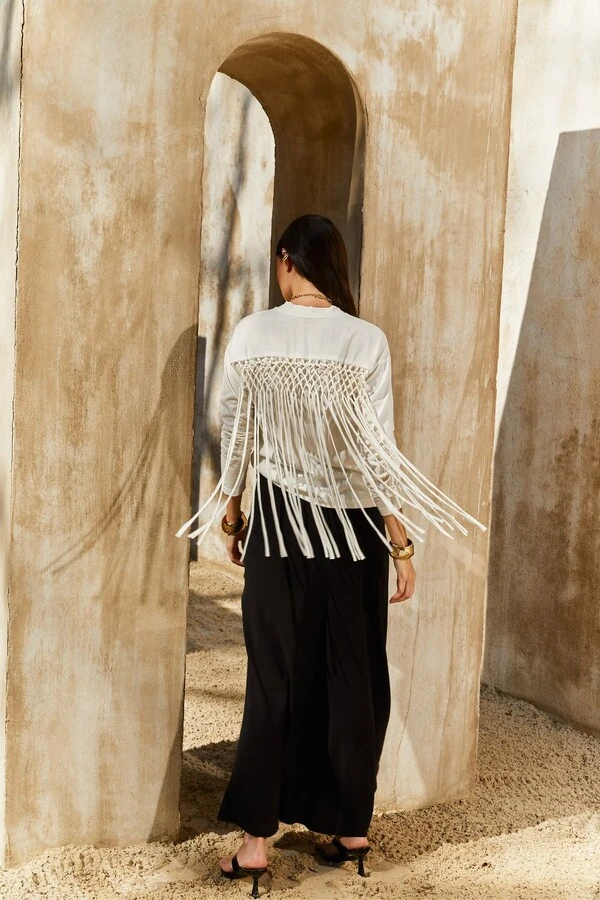 Blusa Manga Longa Macrame