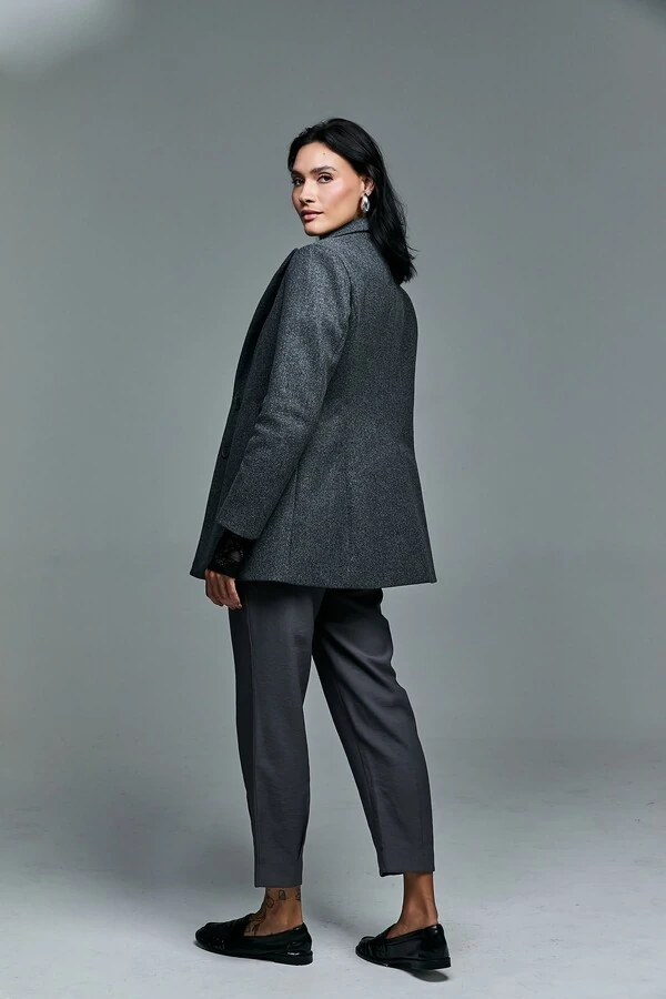 Casaco Alongado Em Lã Batida Mescla