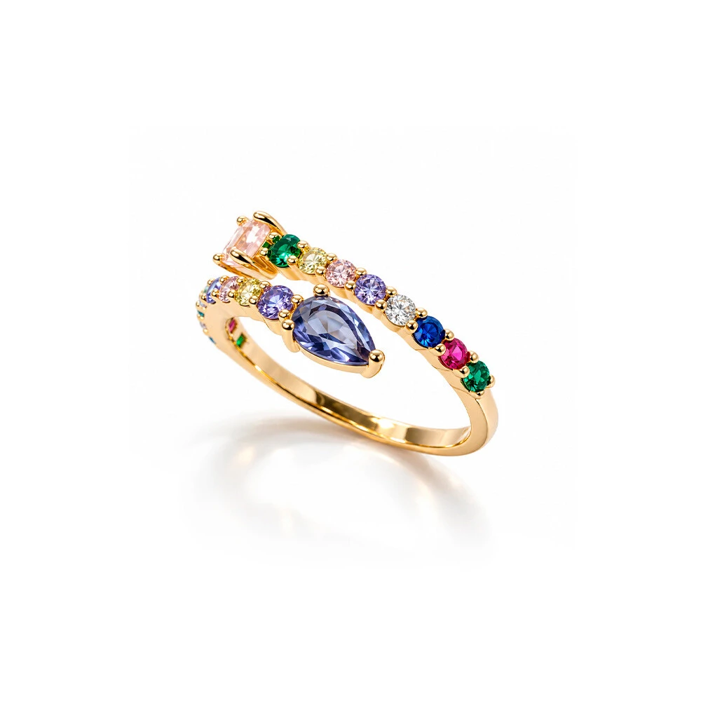 Foto Anel Cristal Colors Ouro Amarelo 18K