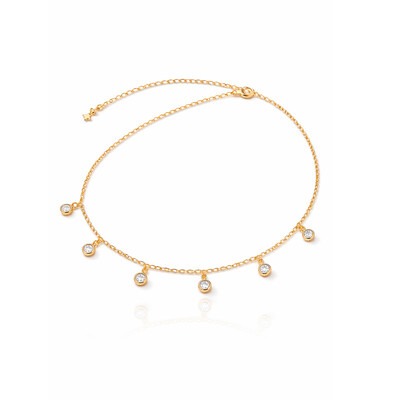 Foto Colar e Pulseira Versality 2 em 1 Duas Voltas Zircônias Ouro Amarelo 18K