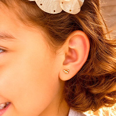 Foto Brinco Infantil Orlando Mini Ouro Amarelo 18K