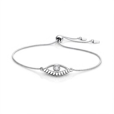 Foto Pulseira Mística com Olho Grego em Cristal Ouro Branco