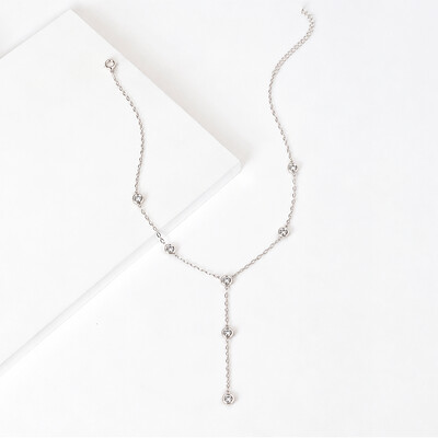 Foto Colar Gravatinha Tifany Small com Zircônias Ouro Branco