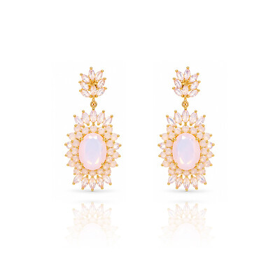Foto Brinco Sun com Cristais Rose Ouro Amarelo 18K