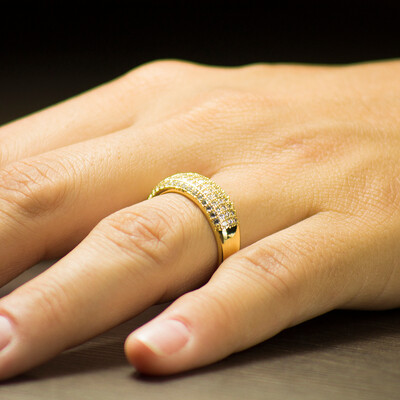 FotoAnel Pavê Five Ouro Amarelo 18K