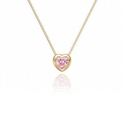 Foto Colar Coração Aura Cristal Rose Ouro Amarelo 18K