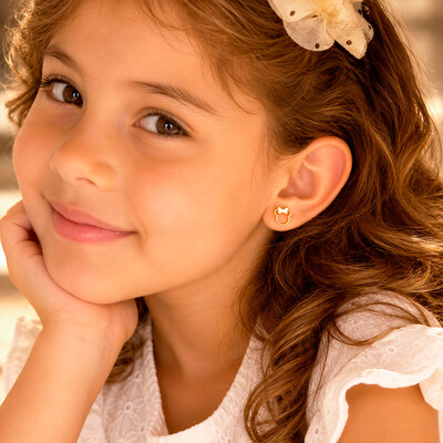 Foto Brinco Infantil Orlando Laço Delicate Ouro Amarelo 18K