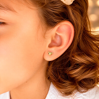 Foto Brinco Infantil Orlando Laço Mini Ouro Amarelo 18K