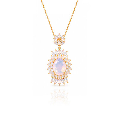Foto Colar Sun com Cristais Rose Ouro Amarelo 18K