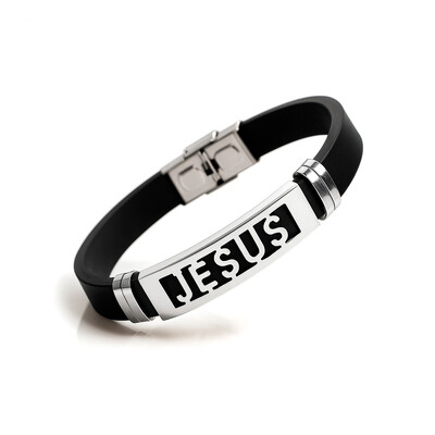 Foto Pulseira Masculina Jesus em Aço Inoxidável – Fé e Estilo