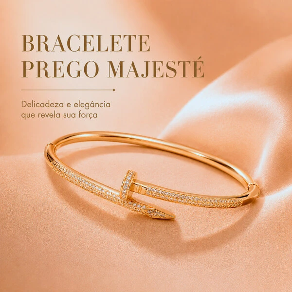 Bracelete Prego Majesté Cravejado Ouro Amarelo 18K