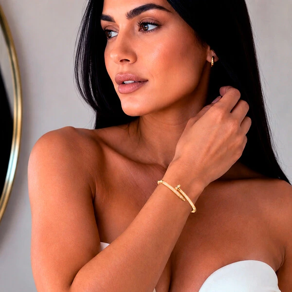 Bracelete Prego Majesté Cravejado Ouro Amarelo 18K
