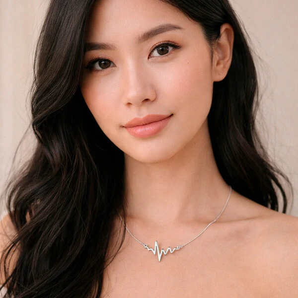 Colar Batimento do Amor Ouro Branco