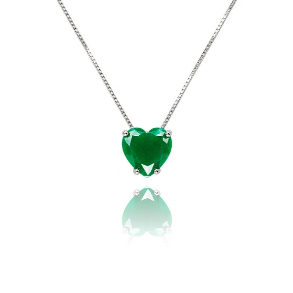 Colar Crystal Cor Esmeralda Ouro Branco