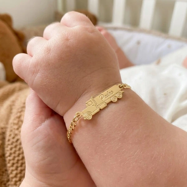 Pulseira Personalizada Infantil & Baby Menino Ouro Amarelo 18K