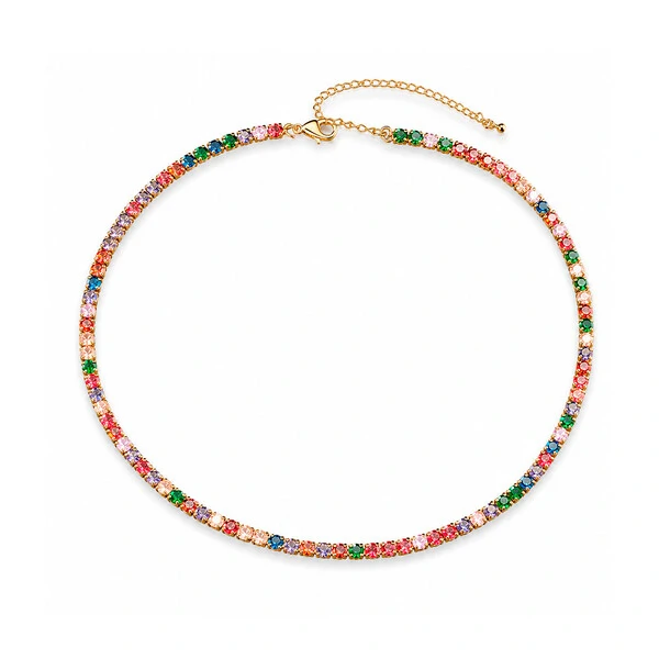 Colar Riviera Colors em Cristais Ouro Amarelo 18K
