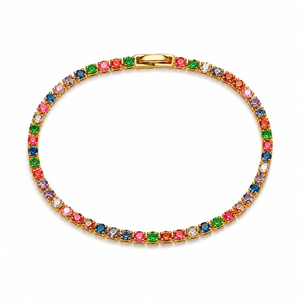 Pulseira Riviera Colors em Cristais Ouro Amarelo 18K