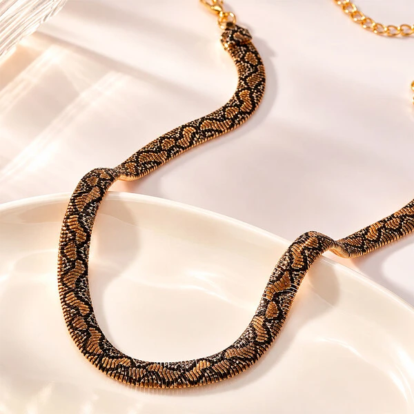 Colar Cobra Jiboia Gold em Malha Italiana