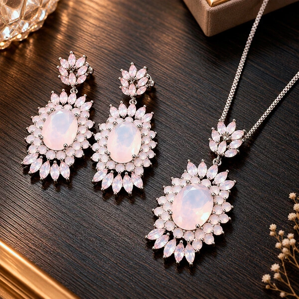 Brinco Sun com Cristais Rose Ouro Branco