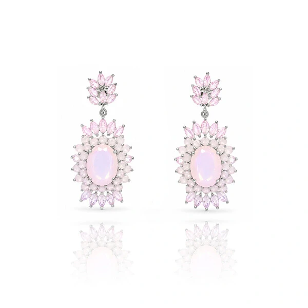 Brinco Sun com Cristais Rose Ouro Branco