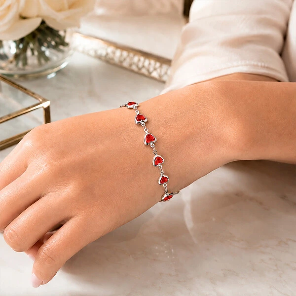 Pulseira Mosaico Passione Vermelha em Aço Inox