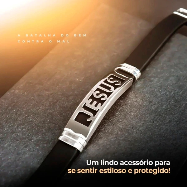 Pulseira Masculina Jesus em Aço Inoxidável – Fé e Estilo