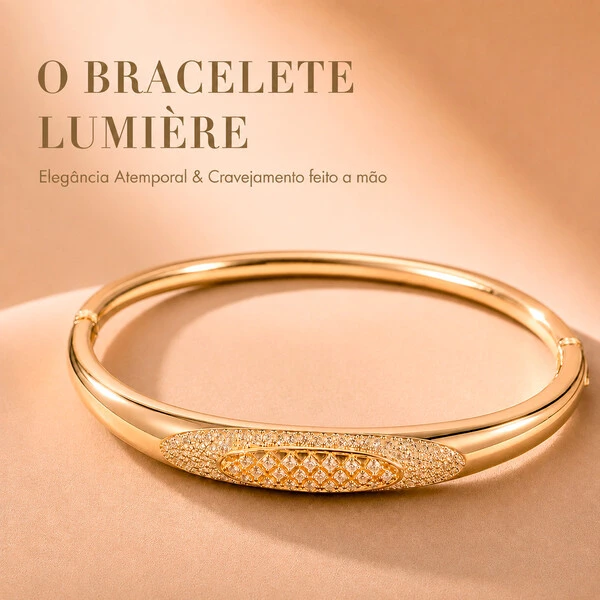 Bracelete Lumière Cravejado Ouro Amarelo 18K