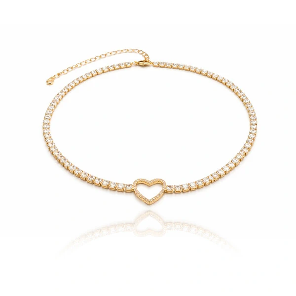 Colar Choker Heart Ouro Amarelo 18K