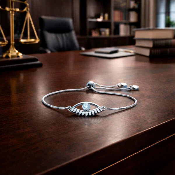 Pulseira Mística com Olho Grego em Cristal Ouro Branco