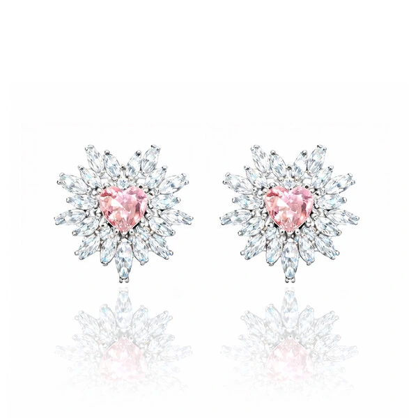 Brinco Scarlate com Cristal Topázio Rosa Imperial e Ouro Branco